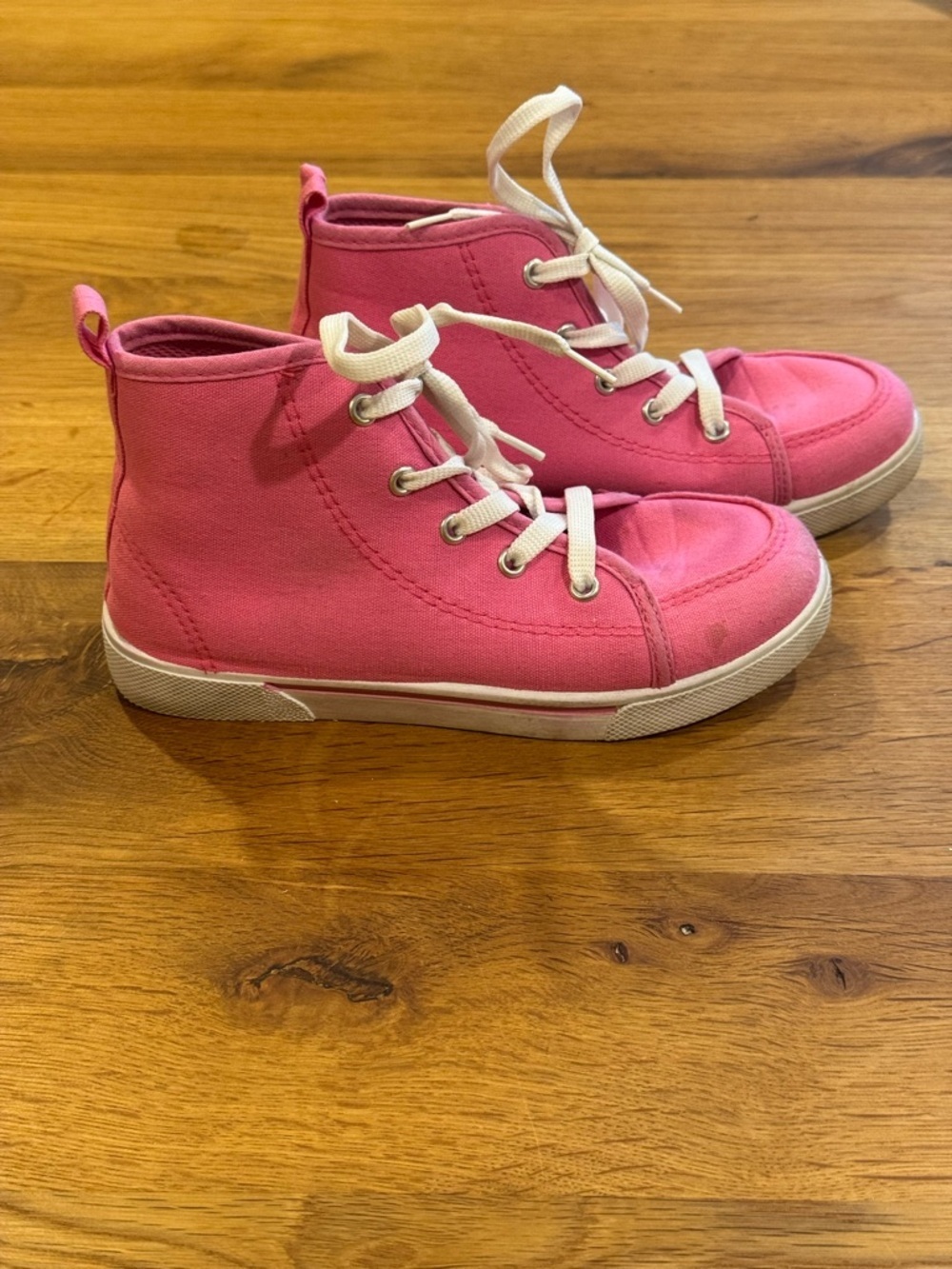 Pink Canvas High Top Sneakers Girls Size 3 Casual Lace Up Shoes